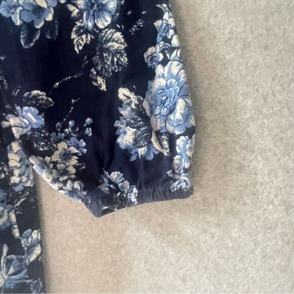 Lands End Floral Blue Long Sleeve Flannel Nightgown Cottagecore sz. M #NN - Picture 3 of 8